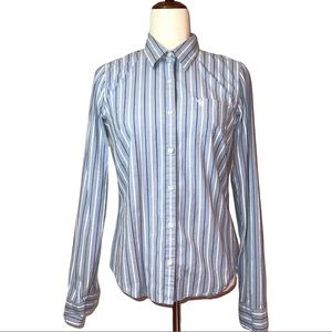 Abercrombie & Fitch Blue white Button up Long sleeve shirt top Stretchy L